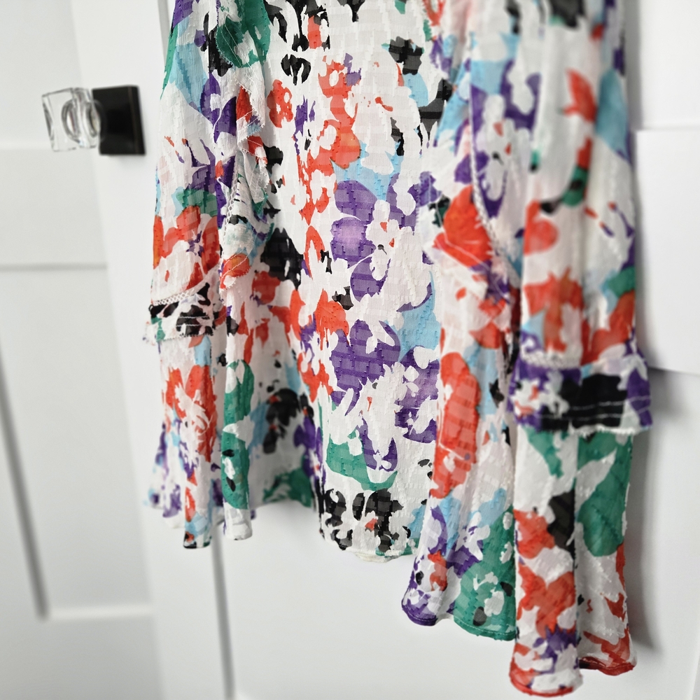 Tanya Taylor Coloful Floral Ruffle Dress Size 2 - Picture 8 of 16